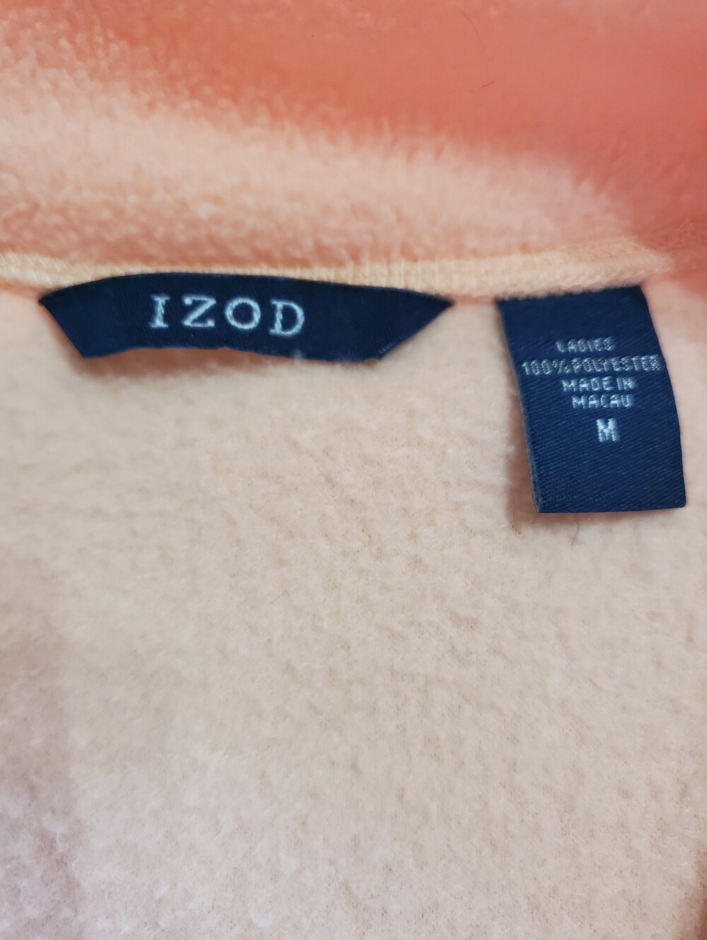 Vintage IZOD Womens 1/4 Zip Fleece Pullover Peach Black Colorblock Jacket - Picture 2 of 10